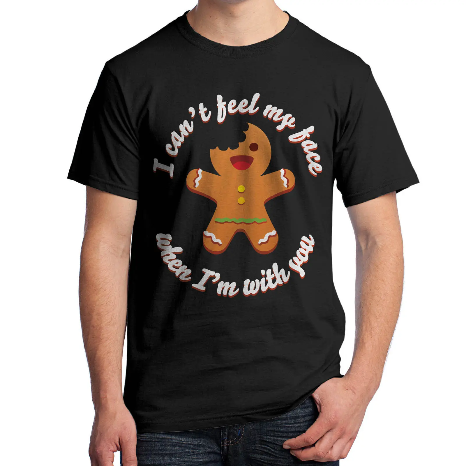 Christmas T Shirt Gingerbread Man Can't Feel my Face When I'm With You