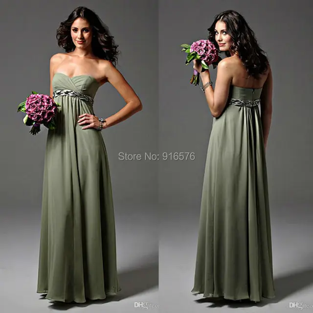 New Bridesmaid Dresses Strapless Sage Green Chiffon Maternity Bridal