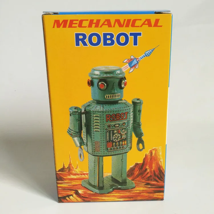 1 шт. напоминающая оловянная Игрушка Робот Ретро Коллекция Большой глазый оловянный робот
