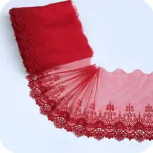 1 метр нигерийские кружевные ткани вышитые красные кружева отделка высокое качество DIY ремесло швейное платье одежда 18 см