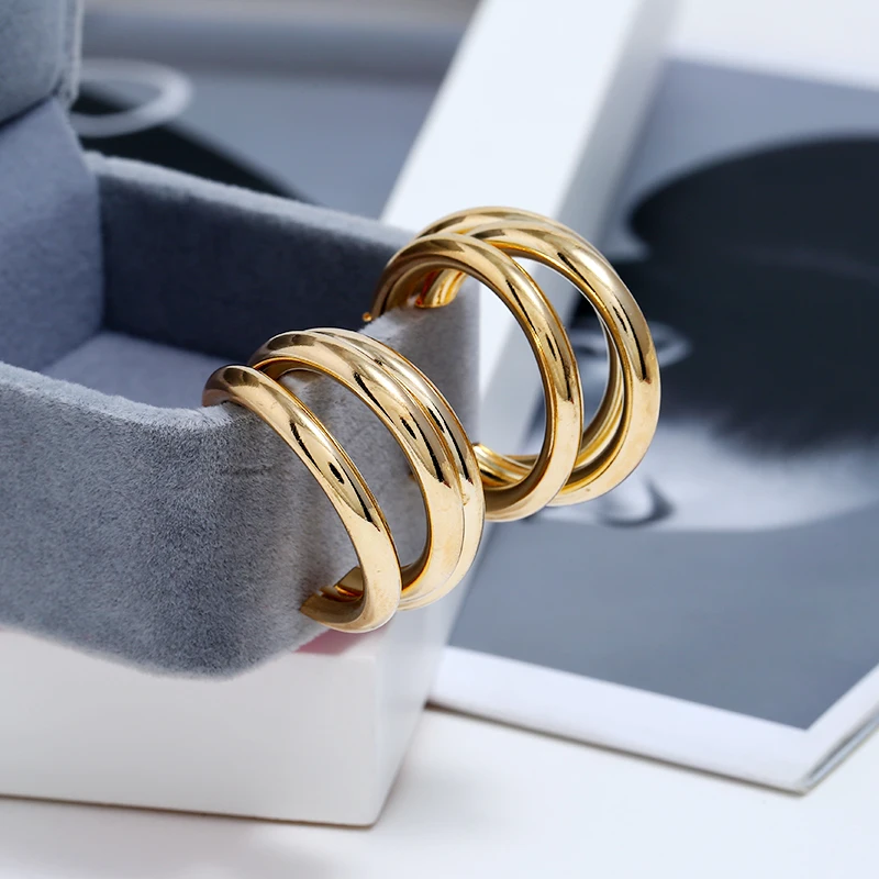 

Fashion Statement Earrings 2019 Metal Multiple Hoop Geometric Earrings For Women Hanging Earrings Hoop Earring Modern Of Gift