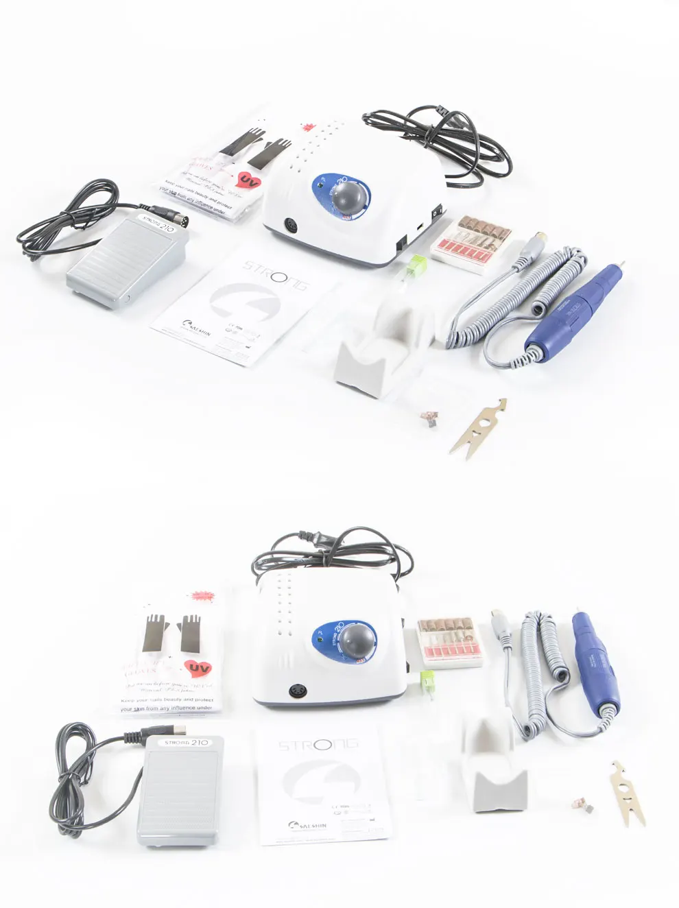 Lidar com Máquina de Broca Elétrica do Unha Equipamento da Arte para Unhas Forte Azul 210 Modelo Manicure Pedicure Unha Arquivo Bit 65 w 35000 Rpm 16 Brocas elétricas p/ manicure e acessórios