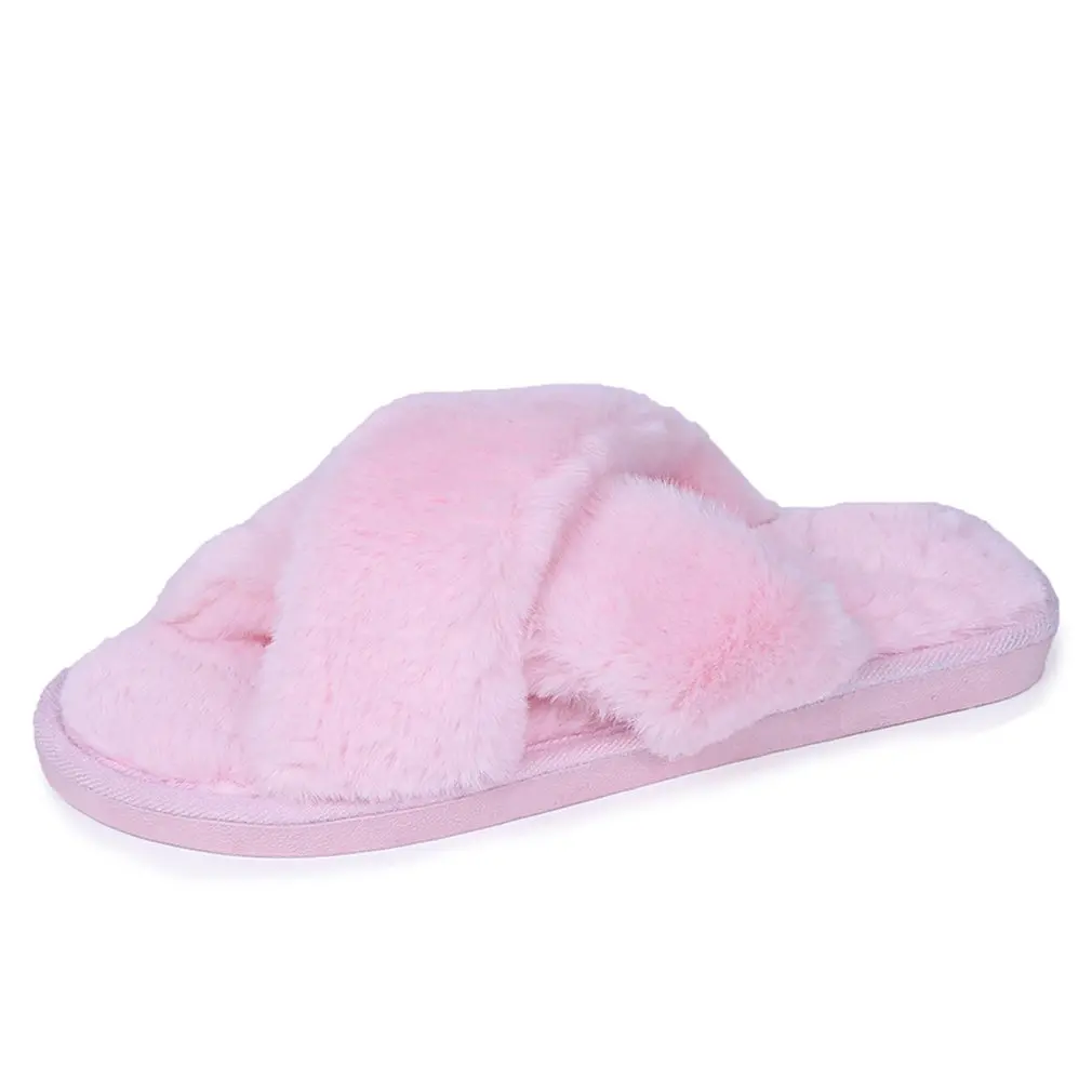 

Women Slippers Winter Shoes Flat Sweet Home Slippers Woman Indoor Shoes Fur Warm Soft Slip On Black Pink Grey Female Slippers