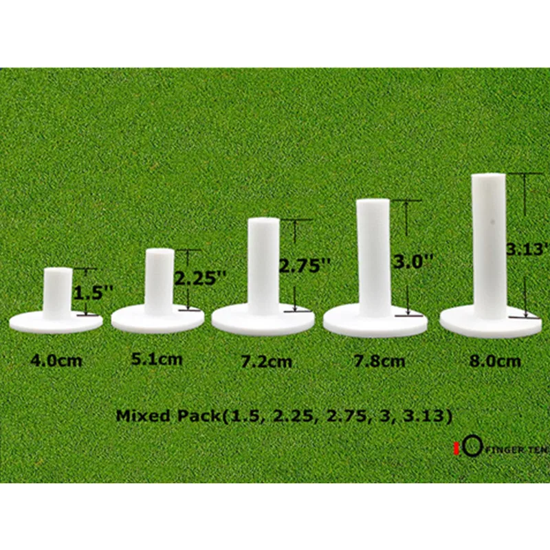 Finger Ten Golf Rubber Tee 5 Different Size Pack Driving Range Tees Holders 1.5'' 2.25'' 2.75'' 3.0'' 3.13'' inch Rubber Tee Finger Ten Golf Rubber Tee 5 Different Size Pack Driving Range Tees Holders 1.5'' 2.25'' 2.75'' 3.0'' 3.13'' inch Rubber Tee