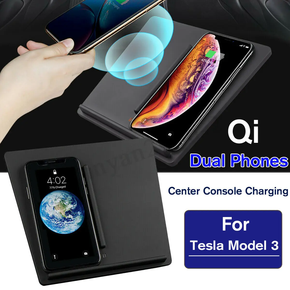 

Fast Square Wireless Charger for Model USB Port Center Console Qi Auto Fast Charging for iPhone Android