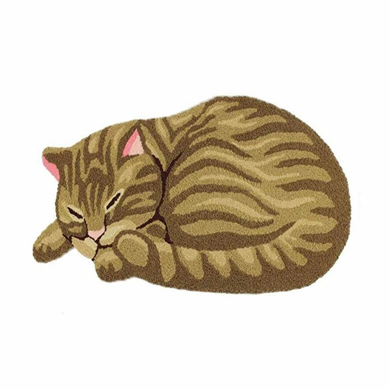 Мягкий серый милый спальный коврик в форме кошки для спальни, ковер в форме кошки, напольный коврик для двери, домашний ковер, напольный коврик для двери, модный коврик