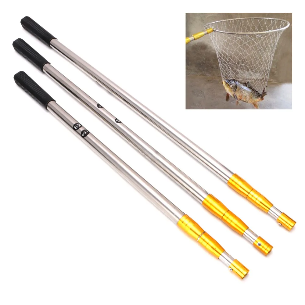 

1.5/1.7/1.9m Head Ring Prong Harpoon Spear Rod Fish Dip Net Telescopic Bar Pole