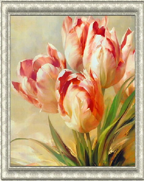 

Square Full Diamond Embroidery Pattern Flower Tulip Set For Painting DIY Diamond Needlework Cross Stitch Tool Novelty Households