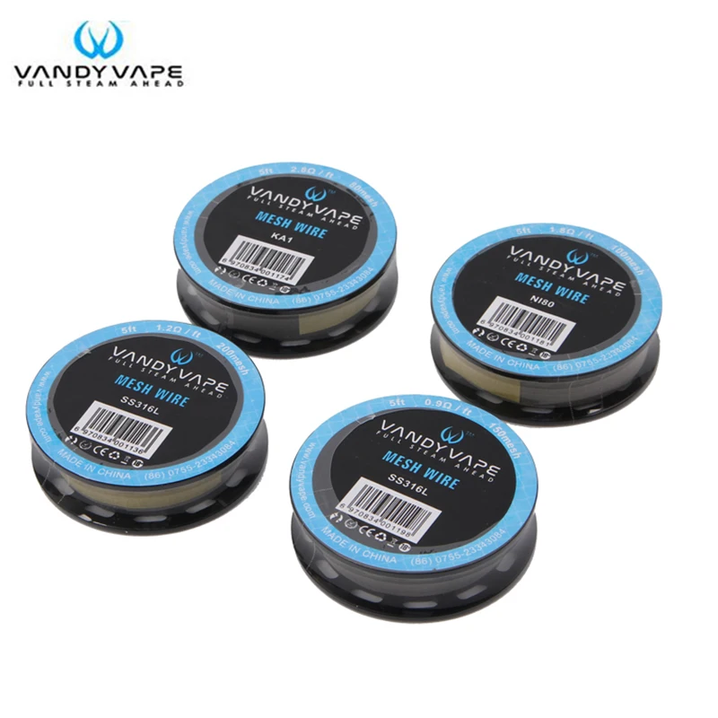 Оригинальный Vandy Vape Mesh провод KA1 80 mesh/Ni80 100 mesh/SS316L 150 200mesh Coil 5 футов для электронной