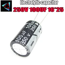 Высокое качество 250V 100 мкФ 16*25 мм 100 мкФ 250V 16*25 электролитический конденсатор с алюминиевой крышкой