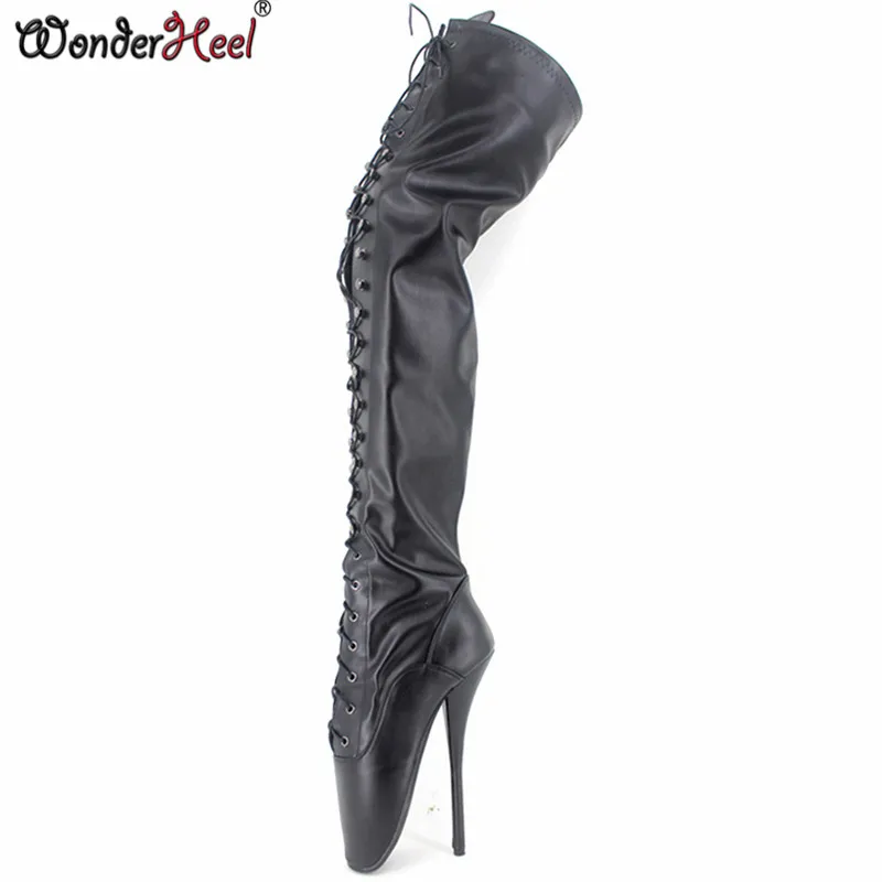Wonderheel обувь с очень высоким каблуком 18 см балетная обувь на каблуке-шпильке выше колена пикантные высокие сапоги до бедра вечерние женские балетные сапоги