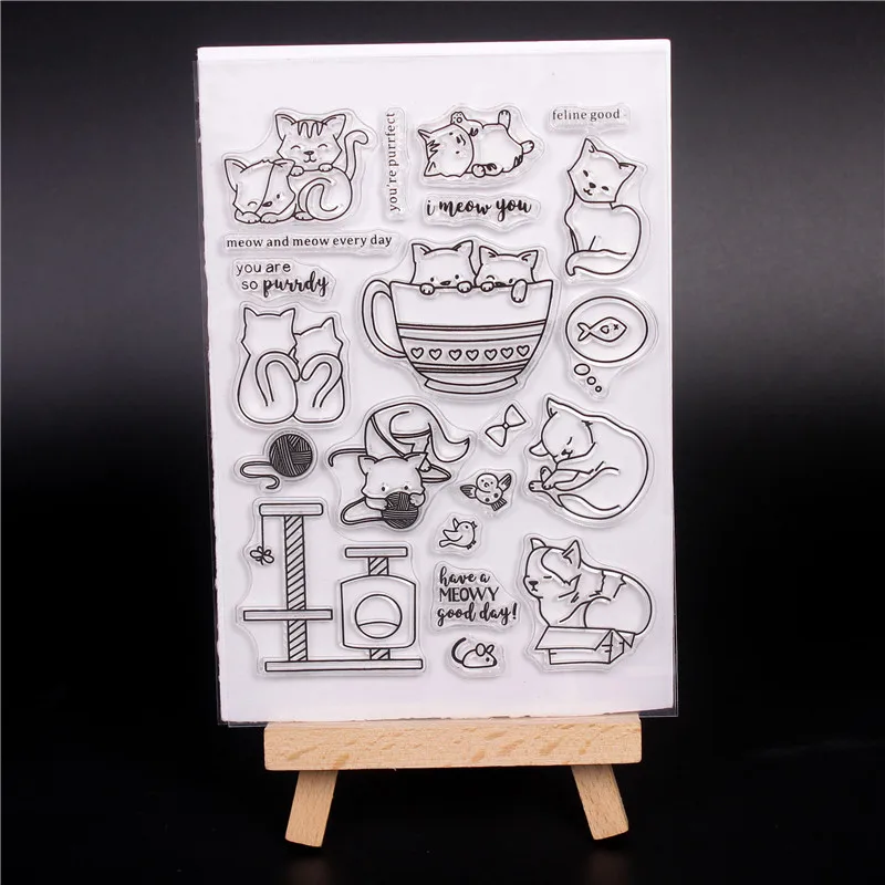 

Rubber Silicone Clear Stamps for Scrapbooking Tampons Transparents Seal Background Stamp Card Making Diy Animal cat wool ball