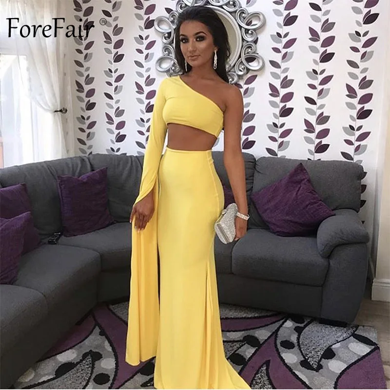 Женское длинное платье с одним рукавом Forefair зимнее обтягивающее открытыми