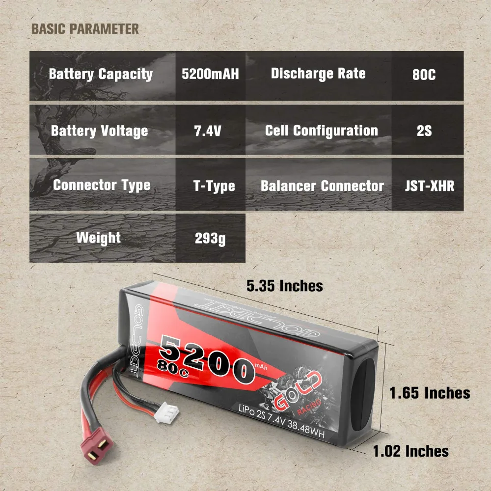 Goldbat провод с силикатной гелевой Батарея 7,4 V 5200mAh 2S RC Батарея lipo 7,4 v Lipo 2s 80C с деканов штекер для автомобиля RC грузовик радиоуправляемая автомодель трагги FPV Самолет