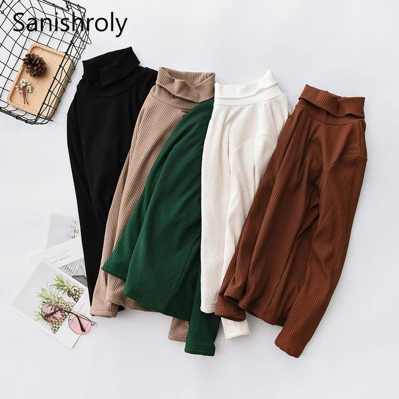 

Sanishroly Women Turtleneck T-Shirts Tee Autumn Winter Warm Thick Velvet T Shirt Ladies Long Sleeve Shirts Tops Plus Size SE662
