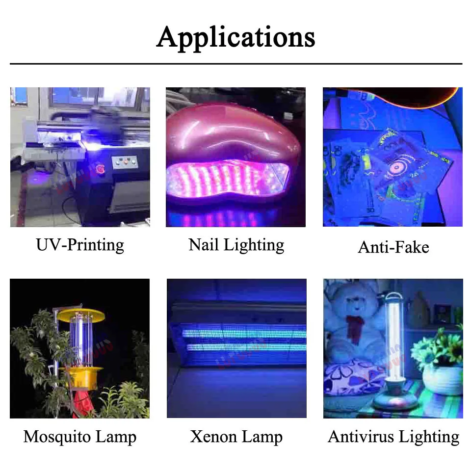 Высокомощный светодиодный чип 1 Вт 3 Вт 5 Вт 10 Вт 20 Вт 30 Вт 50 Вт 100 Вт УФ Фиолетовый 400нм 405нм COB DIY ультрафиолетовые огни для анти-поддельного принтера