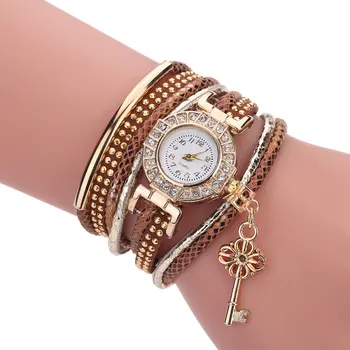 

women Winding bracelet A golden key pendant Quartz watches Relogio birthday Christmas Valentine's Day gift