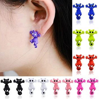 

Women's Cute Cartoon Cat Piercing Ear Studs Earbobs Punk Earrings Jewelry BEJR