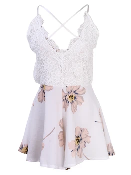 

Summer Lace Halter V Neck Floral Playsuit Sexy Shorts Rompers Womens Bodysuit Overall Jumpsuits