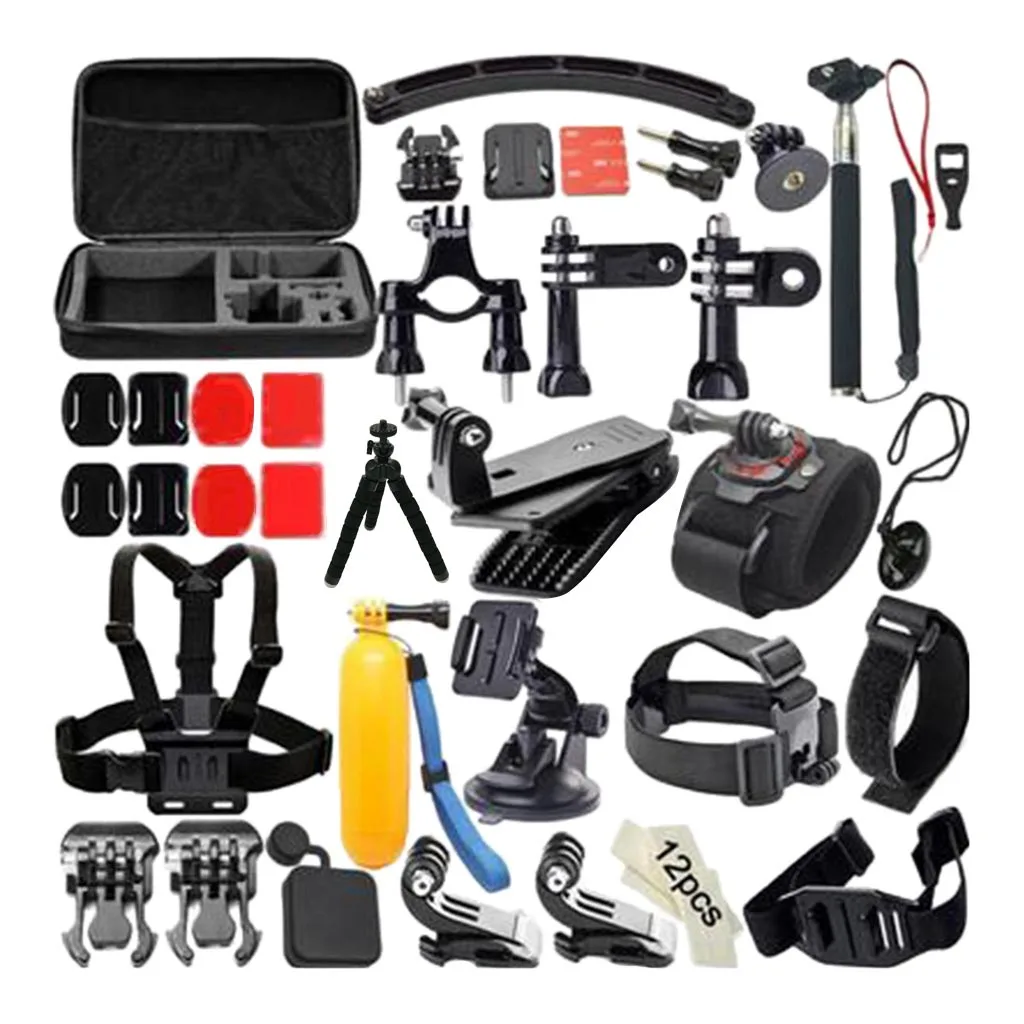

Sports Acessories Set for GoPro Camera Basic Bundle Kit 51-in-1 Combo with Case/Selfie Stick/Flexible Tripod/Backpack Clip More