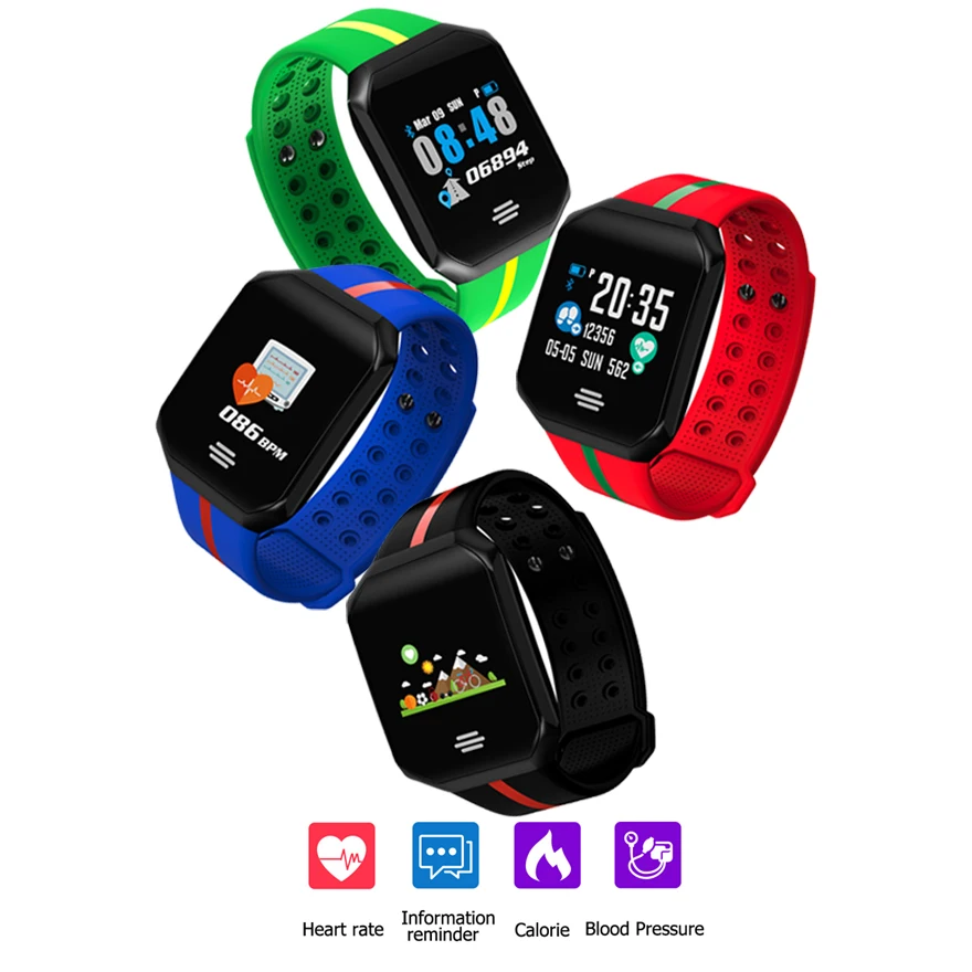 

Smart Bracelet Color Big Dial Screen Blood Pressure Fitness Tracker Heart Rate Monitor Message Smart Band Fashion Sport Watch