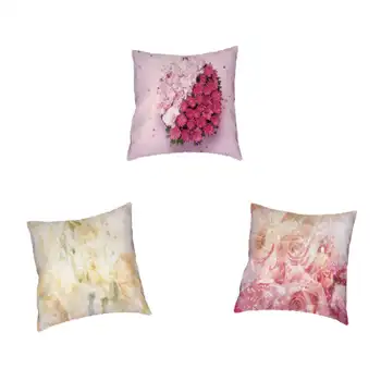 

Colorful plant pattern rose print cushion cover beautiful nature plant peach skin material home sofa decoration throw pillowcase