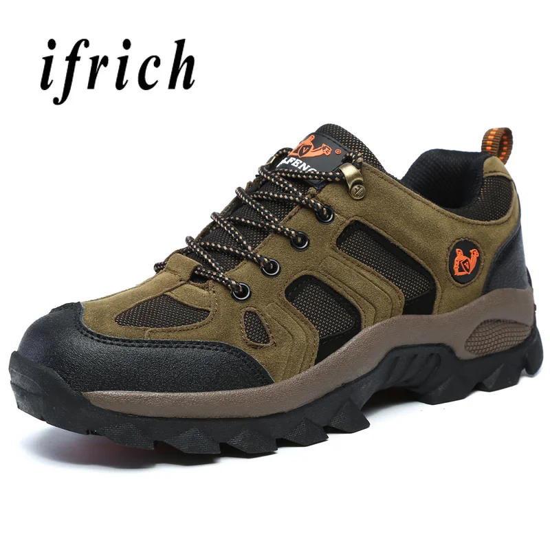 

Autumn Winter Couples Hiking Shoes Brown Gray Men Camping Shoes Comfortable Unisex Travel Shoes Wearable Women Climbing Sneakers