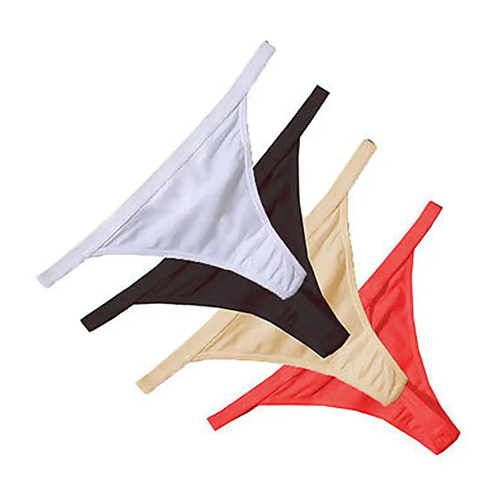 

Thong Women Cotton Panties Seamless Low Waist Soft Solid Color G-String Thong Panties Sexy Underwear