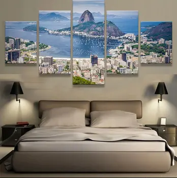 

Wall Art Painting Pictures Canvas Printed Poster Brazil Rio De Janeiro 5 Panel Home Decor For Living Room Modern Cuadros Artwor