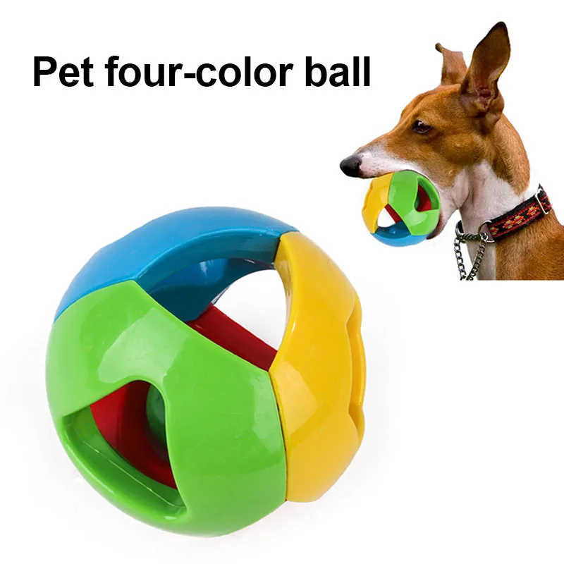 Pet Cat Dog Puppy Jingle Bell Ring Ball Round Roll Fetch Play Chewing