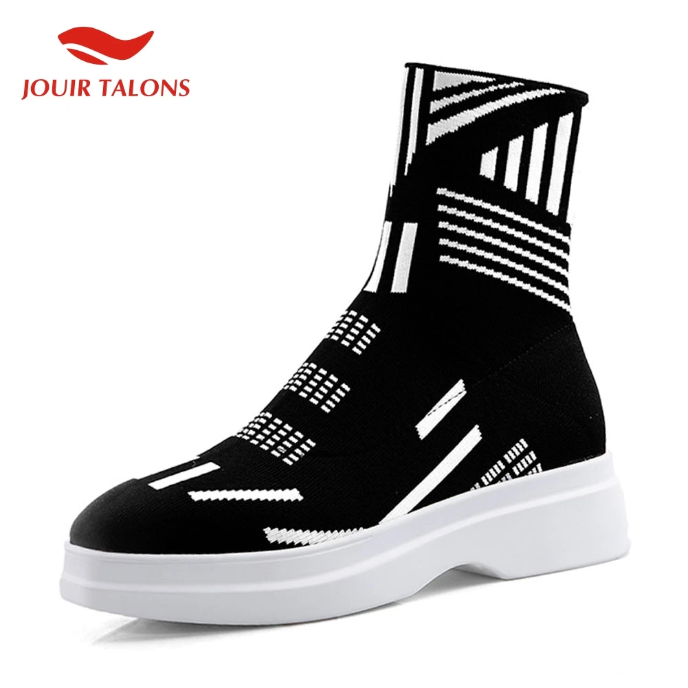 

Fashion Large Sizes 33-43 Ladies Heels Comfortable INS Shoes Woman Casual Soft Autumn Winter Ankle Boots Women Shoes Sock Boots