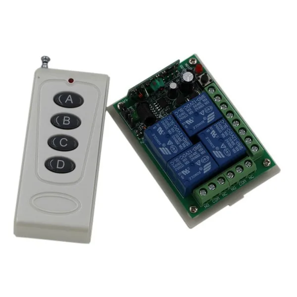 

Wireless Switch 12V Remote Control,New Arrival 4CH 315/433mhz Transmitter Receiver 150m High Sensitivity SKU: 5018