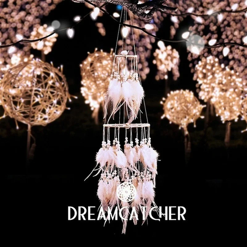 Romantic LED Lighting Dream Catcher 20 LED Light String Feather Wind Chimes Night Light Gift Home Party Wall Hanging Decoration (9)