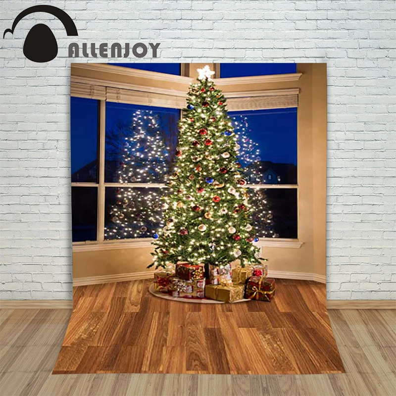 Background photography studio Christmas xmas tree windows with wooden ...