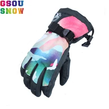 GSOU зимние брендовые лыжные перчатки для мужчин и женщин сноуборд перчатки зимние водонепроницаемые горные лыжные Сноубординг Водонепроницаемая перчатка снегоход Спорт
