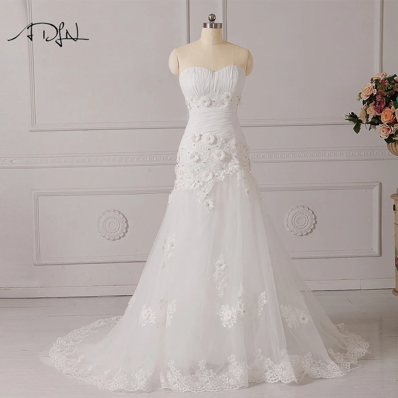 ADLN корсет русалка свадебное платье с цветами милая без рукавов настоящая фотография высокое качество кружева свадебное платье плюс размер