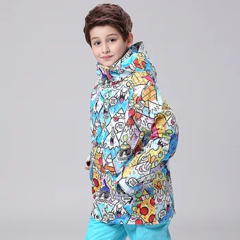 

GSOU SNOW Children's Ski Suit Outdoor Windproof Waterproof Breathable Warm Wear-resistant Ski Jackat Cotton Clothes For Unisex