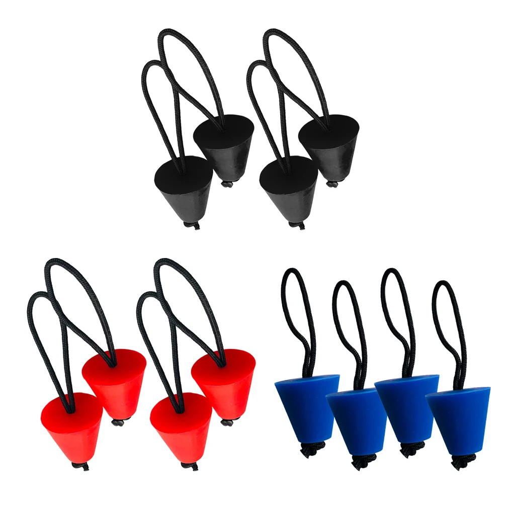 4pcs Universal Kayak Scupper Plugs Canoe Drain Holes Stoppers Black/Blue/Red