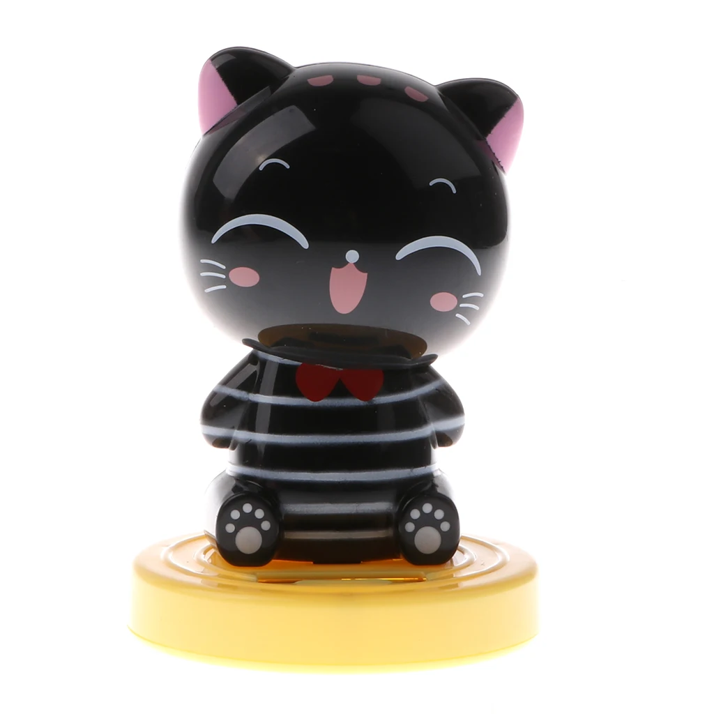 Kids Solar Powered Waving Hands Fortune Cat Kitten Animal Swinging Toy Car Home Ornament Decor Kids Xmas Gifts Gag Prank Toys