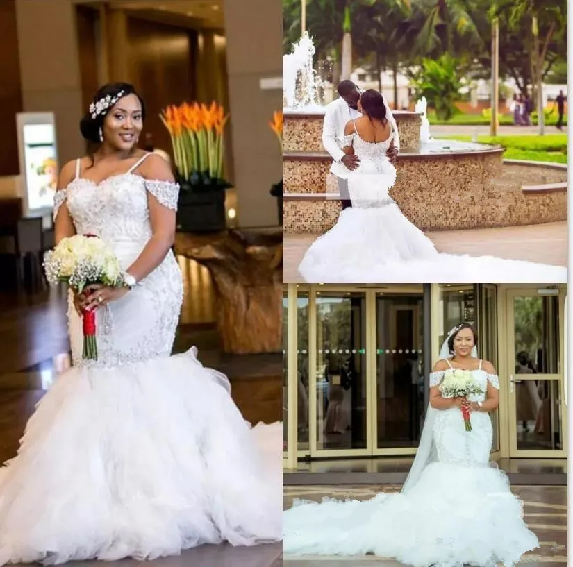 Новое поступление арабские африканские Свадебные платья Кружева Кристалл Спагетти ремни свадебные платья, платья невесты свадебное платье vestidos de noivas