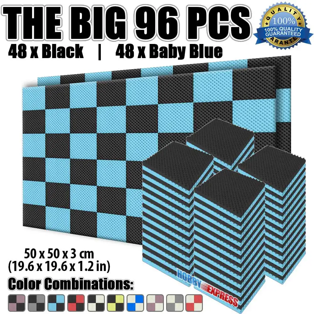 Arrowzoom 96 шт. 50*50*3 см(19,6*19,6*1,1 дюйма) ящик для яиц акустические панели акустический пористый материал для студии Звукопоглощающая Панель KK1052 - Цвет: Baby Blue and Black