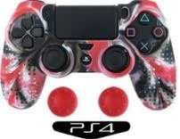 3 в 1 резиновый чехол для Dualshock 4 PS4 DS4 Pro тонкий контроллер для playstation 4 Защита геймпада - Цвет: camo red