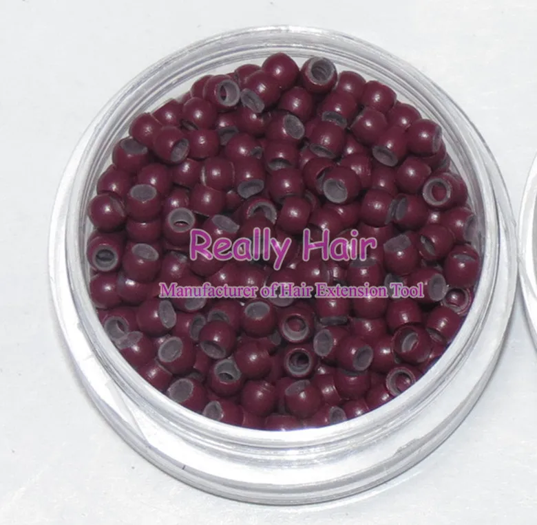 Anéis com Silicone para Nano Extensões de Cabelo Frete Grátis Garrafa 2.9×1.6×2.0mm Borgonha Nano Contas 1000 Pcs –