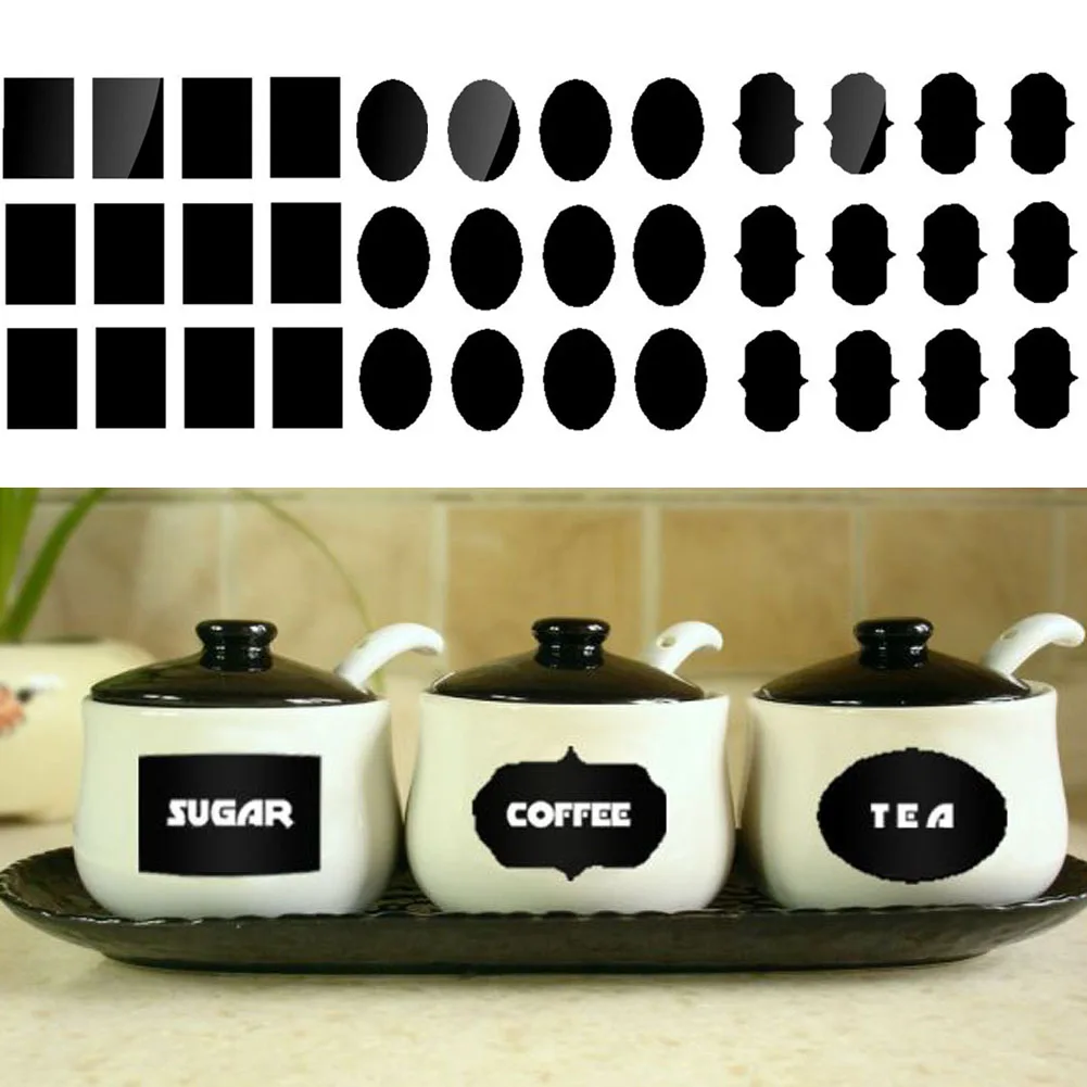 

60pcs/set Blackboard Sticker Craft Kitchen Jars Organizer Labels Chalkboard Chalk Board Sticker Black Board Can Be Reused