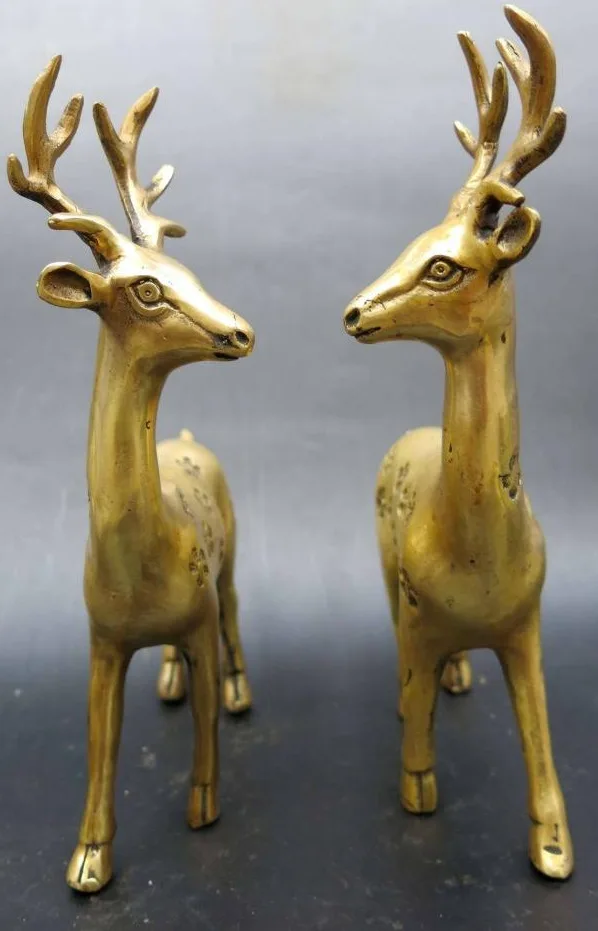 6601++China Copper Brass Animal sika deer spotted deer plum blossom