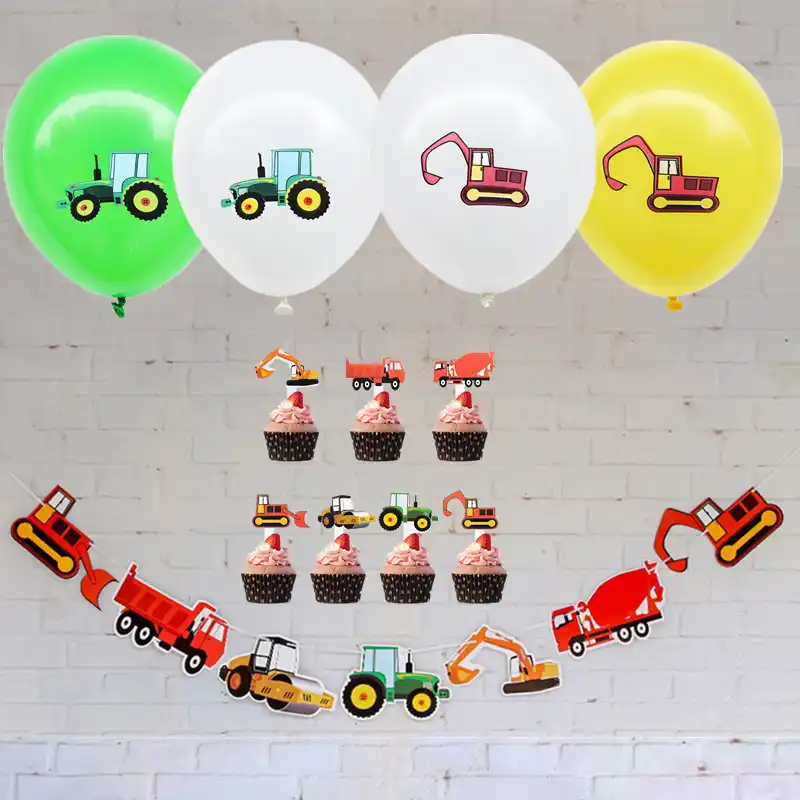 Farm Theme Felt Happy Birthday Banner Tractor Cup Cake Topper