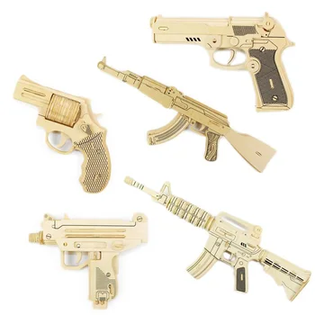 

3D Puzzle DIY Handwork Assembly Wooden Gun Toys Two Styles Interesting Developing Intelligence For Children As Birthday Gift