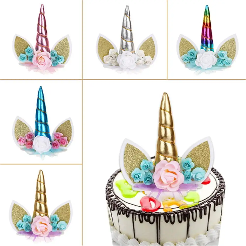 topaty unicorn horn ears eyes horn for birthday cake
