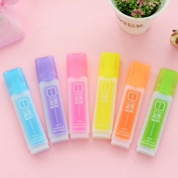 

6 pcs Jumbo Check liner Highlighter marker pen Lightfast Fluorescent color ink Stationery School supplies Canets escolar FB646