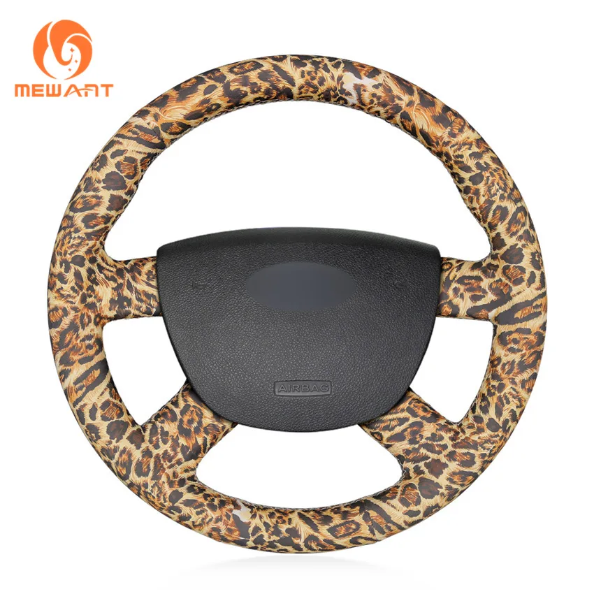 

Leopard Artificial Leather Car Steering Wheel Cover for Ford Kuga 2008-2011 Focus 2 2005-2011 C-MAX 2007-2010 Transit 2010